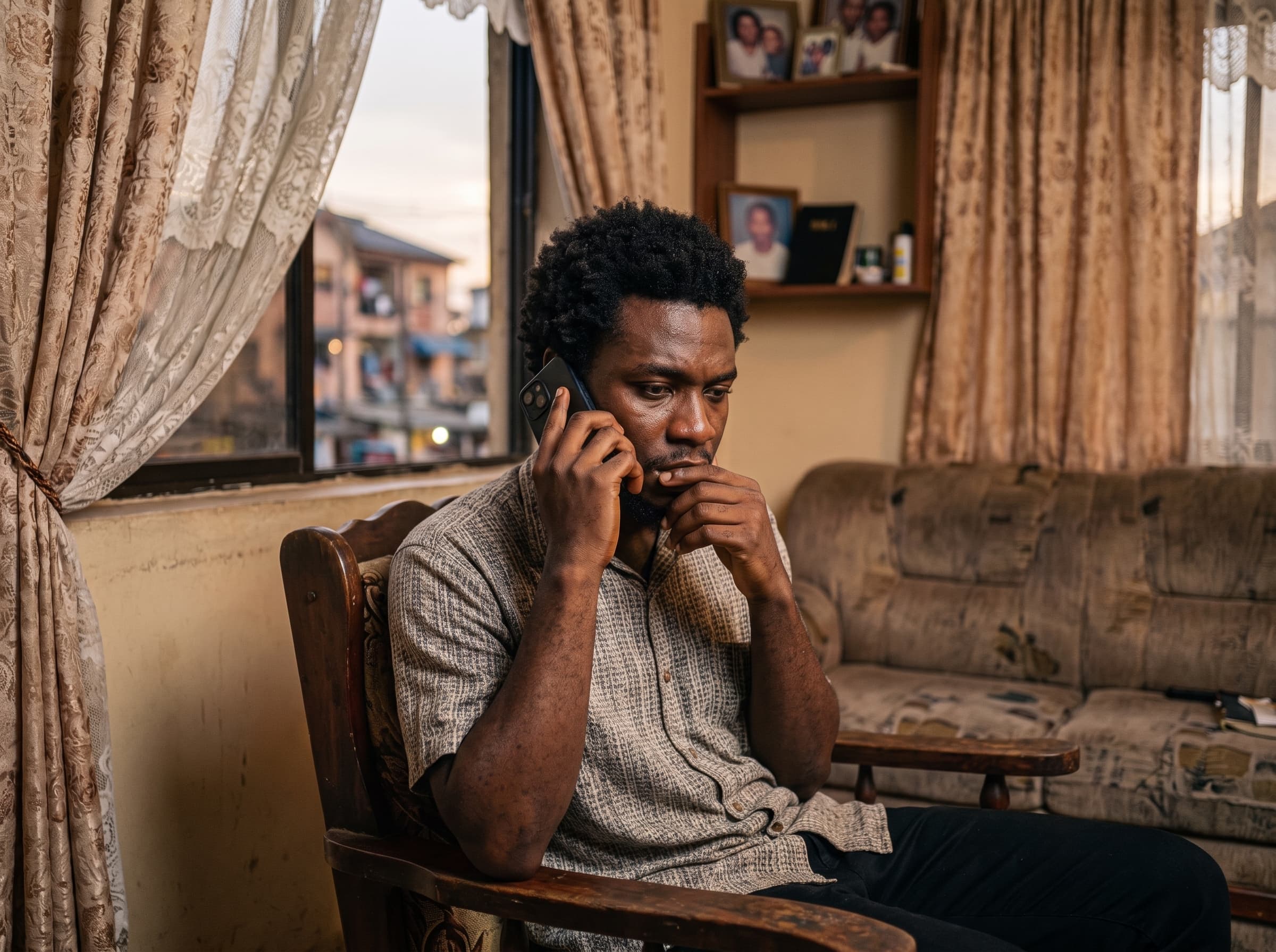 Young man on phone, thinking about his next career step